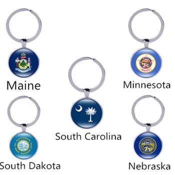 Amerika Birleşik Devletleri Haritası Eyalet Bayrağı Yeni Bayrak Maine, Minnesota, Güney Dakota, Güney Carolina, Nebraska Bayrağı Anahtarlık Kadın Aksesuarları 17