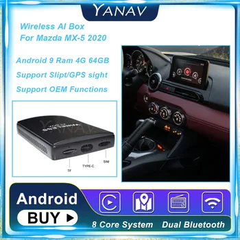 Android 4G 64GB Carplay Kablosuz Aı Kutusu Mazda MX-5 2020 8 Çekirdekli Qualcomm 450 Araba Akıllı Kutu Multimedya Karbon Tak ve Çalıştır 9