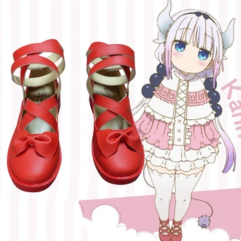 Anime Comic Özledim kobayashi'nin Ejderha Hizmetçi Cosplay Ayakkabı KannaKamui Cosplay Ayakkabı Cadılar Bayramı Partisi Günlük günlük ayakkabı Sandalet Kırmızı 22