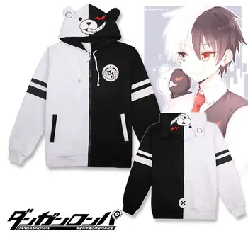 Anime danganronpa monokuma cosplay kostüm unisex 3D hoodie siyah beyaz ayı uzun kollu günlük casual streetwear ceket 21