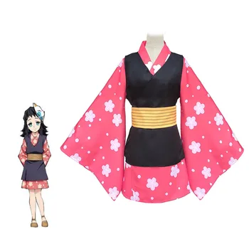 Anime Kimetsu Hiçbir Yaiba Cosplay Kostümleri Makomo Cosplay Kostüm Kimono Cadılar Bayramı Partisi Bıçak Şeytan Kadın Cosplay Kostüm 20