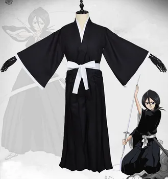 Anime Kuchiki Rukia Cosplay Shinigami Ölüm Kimono Soul Reaper Tam Cadılar Bayramı Kostüm 11
