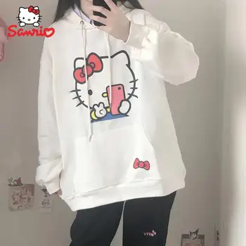 Anime Sanrio Hello Kittys Kawaii Jumper Ceket İnce Kesit Uzun Kollu Kadın İlkbahar ve Sonbahar Sevimli Yumuşak Kız Gevşek Noel 18