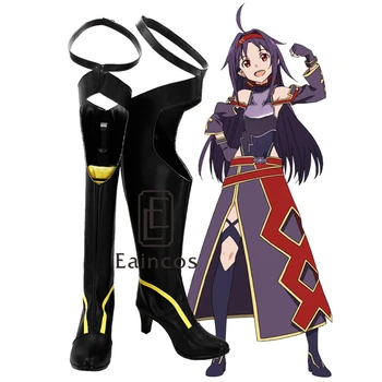 Anime Sword Art Online Konno Yuuki Siyah Çizmeler Cosplay parti ayakkabıları ısmarlama 21