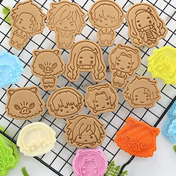 Anime çerez Kesici Seti Araçları Jujutsu Kaisen Pişirme Basın Damga Embosser Şeker Macun Kek Kimetsu Hiçbir Yaiba Dıy Ekmek Kalıp 5