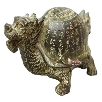 Antik Pirinç yaldızlı uzun ömürlü ejderha kaplumbağa süsler Zhaocai Nafu hediye koleksiyonu ev dekorasyon