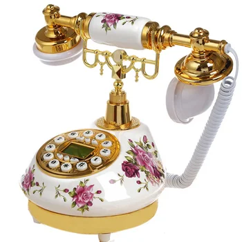 Antika seramik Ev sabit Dekor retro Masa telefon moda gömme antika telefon altın Arayan KİMLİĞİ Çiçek ofis otel 4