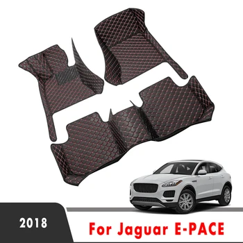 Araba Paspaslar Jaguar İçin E-PACE 2018 Su Geçirmez Deri Halı Özel Oto Styling Ayak Pedleri Araba Aksesuarları İç Kapakları 1