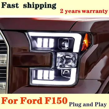 Araba Styling İçin Ford F150 far 2015 2016 2017 Kafa Lambası Dinamik Dönüş Sinyali LED Düşük İşın Yüksek İşın İşık Araba Aksesuarları 16