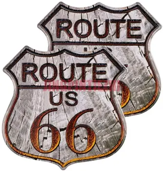 Araba Çıkartmaları Vinil Motosiklet Çıkartması 2 Rota 66 İşaretleri, Vintage Metal Dükkanı İşareti, ABD 66 Yol Tabela ev duvar Dekorasyonu için 18
