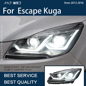 Araba ışıkları Escape Kuga 2013-2016 LED Otomatik far takımı Yükseltme DRL Melek Göz Tasarım Xenon Bicofal Lens Aksesuarları 21