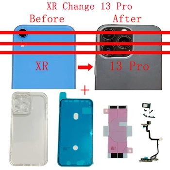 Arka kapak + Buzlu Orta Şasi Çerçeve + SIM Tepsi + Yan Anahtar Konut iPhone XR Değişimi 13 Pro Gibi Onarım Parçaları 23
