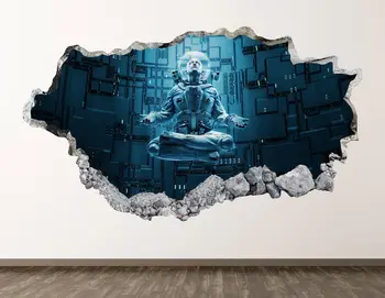 Astronot Meditasyon Duvar Çıkartması-Relax Uzay 3D Çökerttiğini duvar sanatı yapışkanı Çocuk Dekor Vinil Ev Posteri Özel Hediye KD857 23