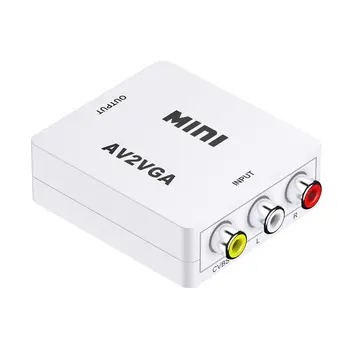 AV VGA Dönüştürücü Mini RCA VGA medya dönüştürücü ses ve video mini AV2VGA Adaptörü küçük beyaz kutu