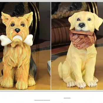 Avrupa tarzı simülasyon köpek heykelleri, hayvan heykelleri, ev ofis masaüstü dekorasyon el sanatları, doğum günü hediyeleri 21