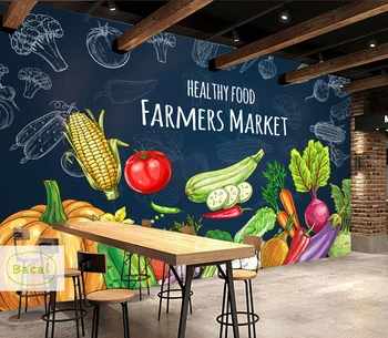 Bacal Özel 3D duvar resmi Sebze Meyve Fotoğraf Duvar Kağıdı Gıda Mağaza Süpermarket Arka Plan Duvar Dekor Çevre Dostu Boyama 11
