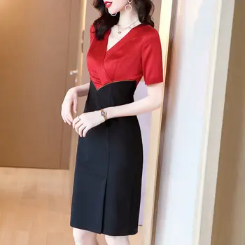 Bahar 2021 Yeni Kadın High-End Profesyonel Moda Mizaç İnce Tanrıça Fan Bao Kalça Küçük Siyah Elbise Oodji Vestido 5