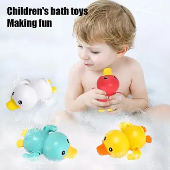 Banyo Banyo Duş Bebek Clockwork Yüzme Çocuk Oyun Su Sevimli Küçük Sarı Ördek Banyo Küvet çocuk için oyuncak 16