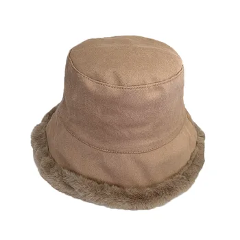 Bayanlar Bayan Kış Balıkçı Şapka Geri Dönüşümlü Deri Şapka Sıcak Lambswool moda Kapaklar Şapkalar Kore Tarzı Sokak şapka