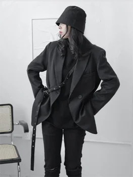 Bayanlar moda elbise Ceket Sonbahar Yeni Yaka Siyah Retro Mizaç Tek Düğme Tasarımı Gençlik Trendi Takım Elbise