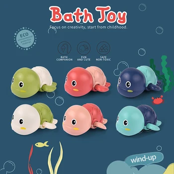 Bebek Banyo Oyuncak Karikatür Hayvan Kaplumbağa Clockwork Klasik su oyuncakları Bebek Yüzmek Yara-Up Zincir Yaz Küvet Yüzen çocuk için oyuncak 14