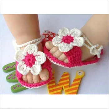 Bebek Kız Bebek Kız Çocuk Bebek El Yapımı Tığ Örgü Çiçek İnci bebek ayakkabısı Bebek Kız Yaz Ayakkabı Yeni