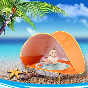 Bebek plaj çadırı Çocuklar Su Geçirmez tente Çadır Açılır UV Koruma Tente Havuzu ile Çocuk Erkek Kız Açık Kamp Gölge Plaj 19
