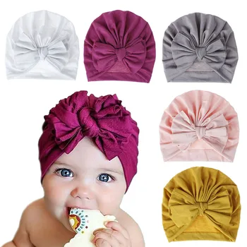Bebek şapka örgü şapka yay Şapka çocuk popüler aksesuarları Kış Şapka bere 4