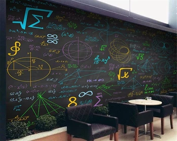 beibehang Özel Duvar Kağıdı Matematik formülleri renk tebeşir tahta arka plan duvarları 3d duvar kağıdı duvar papel de parede 6