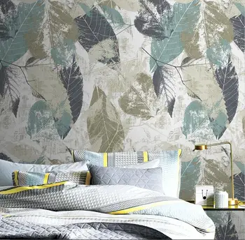 beibehang özel Modern minimalist bitki yaprakları duvar kağıdı Yatak Odası Oturma Odası Sticker Duvar duvar kağıdı 3D duvar kağıdı s Ev Dekorasyonu 14