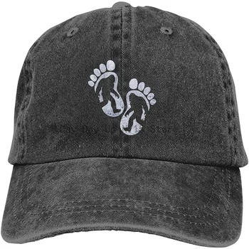 Bigfoot Sanat Unisex Beyzbol Şapkası Yıkanmış Vintage Denim Pamuk Ayarlanabilir Düşük Profil Baba Şapka 7
