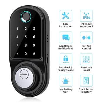 Bluetooth elektronik dış kapı kilidi İle Tuya APP Uzaktan / Biyometrik Parmak İzi / Şifre / Anahtar Kilidini Akıllı Kapı Kilidi Ev İçin 18