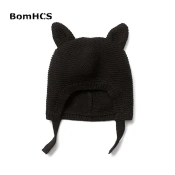 BomHCS Sevimli bebeğin Kış Sıcak Kulaklar Bere 100% El Yapımı Örgü çocuk şapkası Yaş 3-10 için 19