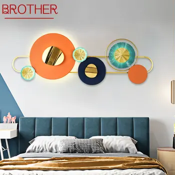 BROTHER çağdaş duvar resmi lambaları fikstür yaratıcı iskandinav arka plan aplik LED 3 renk ışık ev oturma yatak odası için