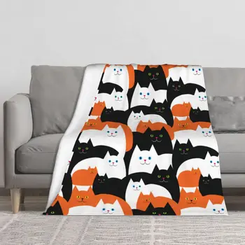 Cadılar bayramı Kedi Battaniye Komik Kediler Trick or Treat Fleeze Yatak Atmak Battaniye Uyku İçin Özel Battaniye