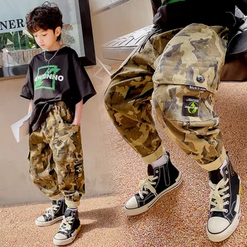 Camo Erkek Askeri Çok Cepler Taktik Kargo Pantolon Çocuklar İçin Hip Hop Tulum Kamuflaj Streetwear Tulum Baggy Pantolon 17