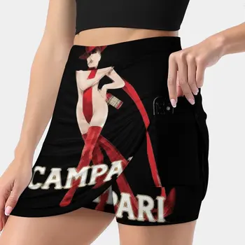 Campari Yeni Kadın Etekler Çift Katmanlı Baskılı Kısa Elbise Mini Spor Etek Campari Likör İtalyan Carmine İçecek Sarhoş Şarap 4