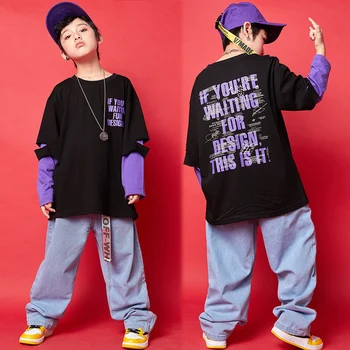 Caz Dans Kostümleri Erkek Uzun Kollu Hip Hop Rave Kıyafet Sokak Dans Uygulama Performansı Giyim Çocuklar günlük kıyafetler DC2960 2