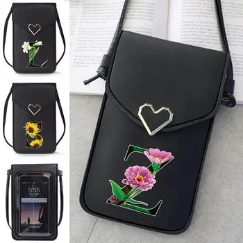 Cep Telefonu Çanta Pu Cüzdan Kart Paketi Omuz askılı çanta Çiçek Renkli Baskı Çanta Küçük Dokunmatik Ekran cep telefonu cüzdanı 20