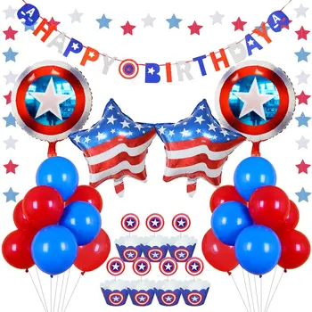 CHEEREVEAL Mavi ve Kırmızı Parti Süslemeleri Folyo Balonlar Set Mutlu Doğum Günü Afiş Cupcake Toppers Doğum Günü Partisi Malzemeleri için 3