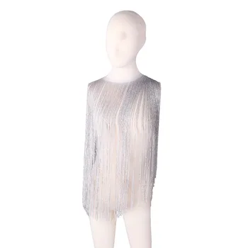 CHENGBRIGHT 5 Yard gümüş Ipek Köpüklü saçak Trim püsküllü kenar süsü Latin Elbise Sahne Giysi Aksesuarları Dantel Şerit DIY 12