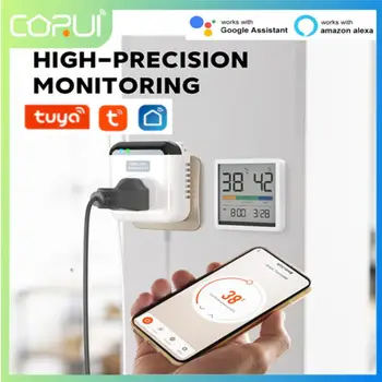 CORUİ Tuya WiFi Akıllı Termostat Sıcaklık Kontrol Sistemi Akıllı Fiş Alexa Google Ev Akıllı Yaşam APP Güç Monitörü Akıllı Ev 16