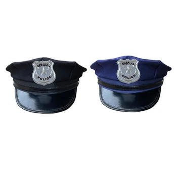 Cosplay Polis Şapkası Çocuklar Yetişkinler için Parti Cosplay Kostüm Sahne Sekizgen polis şapkası polis Partisi için 15