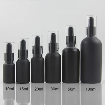 Damlalıklı Küçük Kapasiteli 10ml Siyah/Buzlu Siyah Parfüm Cam Şişe 9