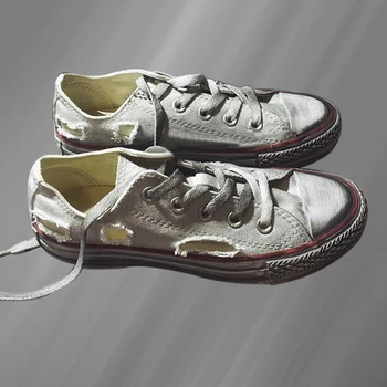 Delik dilenci ayakkabı kirli ve eski el yapımı özel düşük üst kanvas ayakkabılar rahat yürüyüş sokak çekim hip-hop 35-46 7