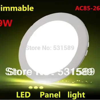 DHL 50 adet / grup 9 W Kısılabilir yuvarlak led panel lambası AC85-265V tavan Lambası 800 lümen 19