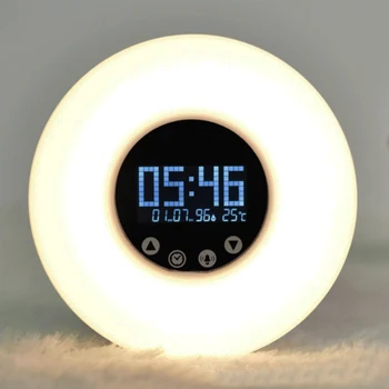 Dijital LED Ekran çalar saat despertado Simüle Günbatımı uyandırma İşığı Dokunmatik Sensör ışık Başucu Lambası 6