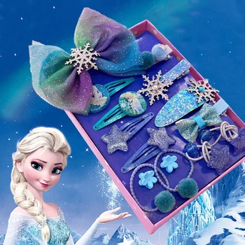 Disney Dondurulmuş Elsa Anime saç aksesuarları taç çocuk saç tokası güzel yay headdress kız deri bant saç tokası