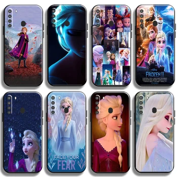 Disney Dondurulmuş Güzel Elsa Anna Samsung Galaxy A21 A21S telefon kılıfı Kabuk Siyah Coque Funda Tam koruma kapağı 6
