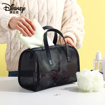 Disney Orijinal kadın Kozmetik Çantası Yüksek Kaliteli Büyük Kapasiteli Örgü Şeffaf Taşınabilir Seyahat Kozmetik Çantası saklama çantası 15